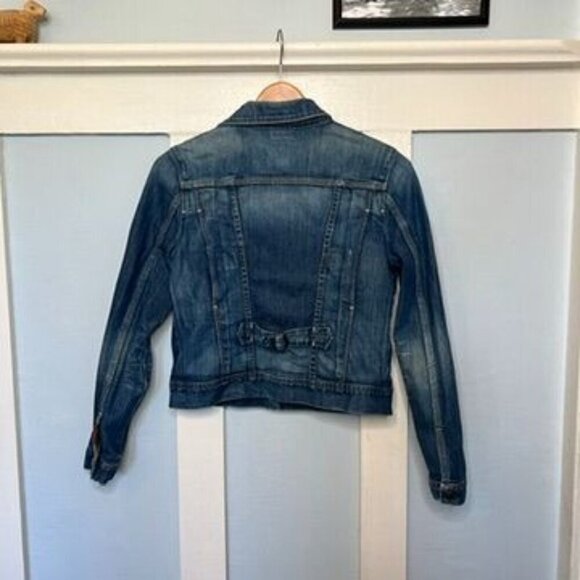 Vintage 7 For All Mankind Women's Blue Denim Jacket With Button Front & Pockets - Picture 4 of 16